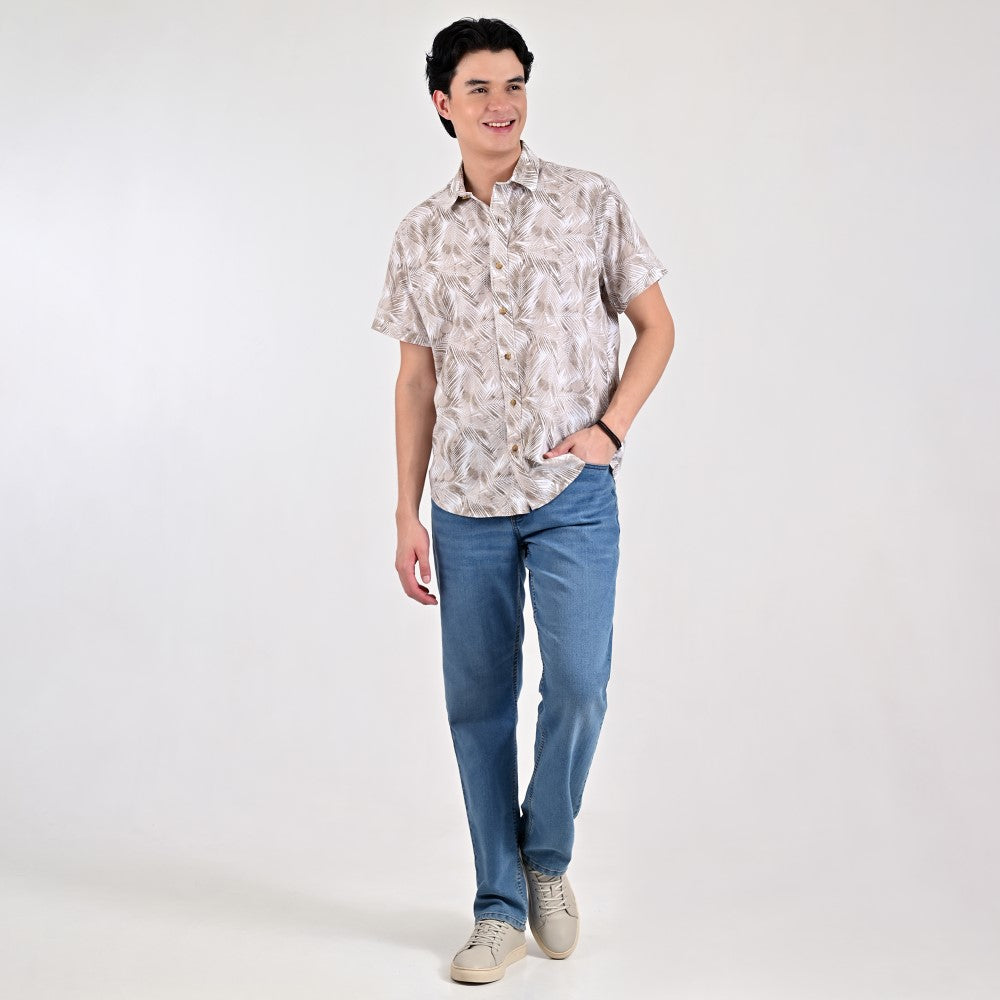 Camisa casual Supply Slim Fit Manga corta 7680 Paja