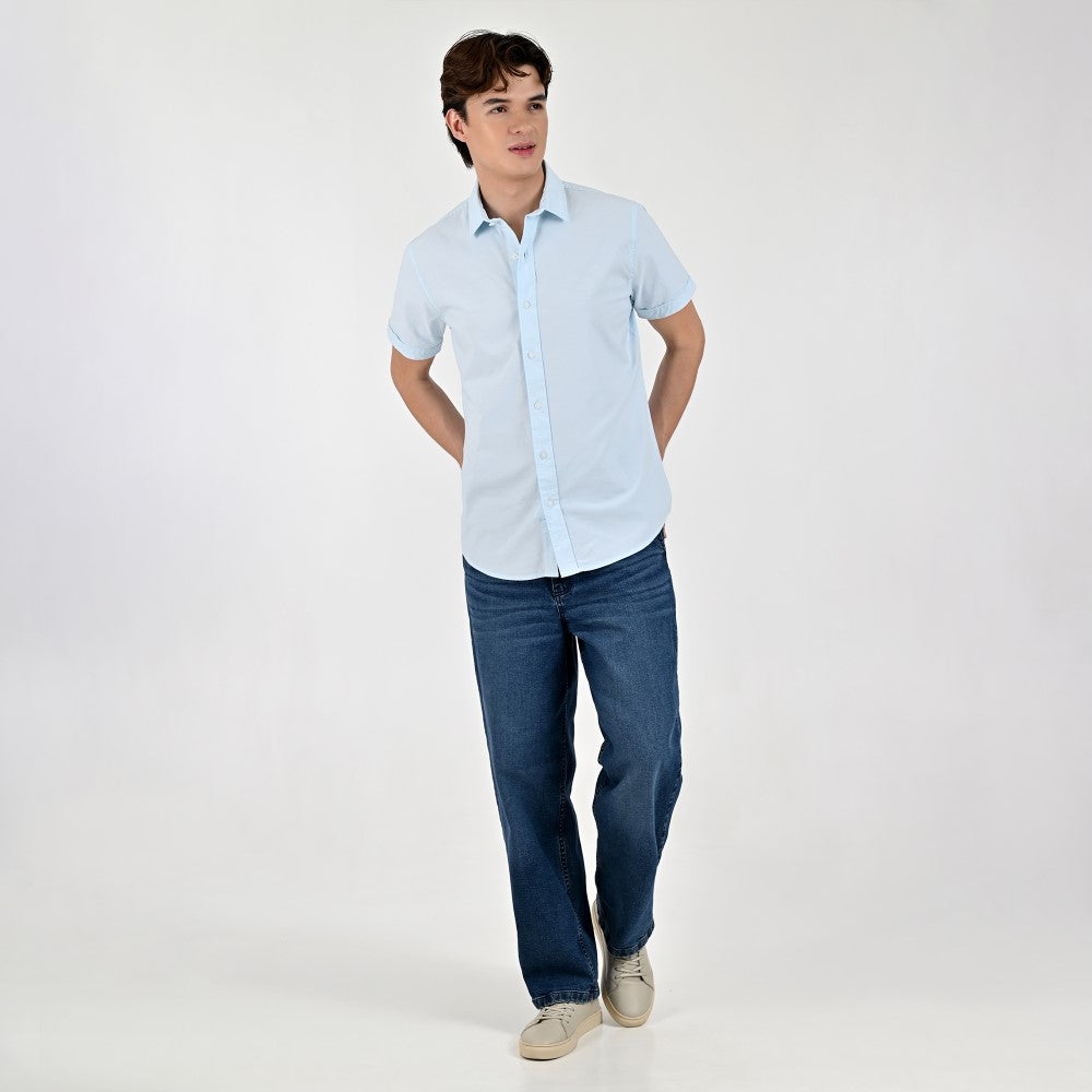 Camisa Supply Para Caballero Manga Corta Slim Fit 7967 Beige Claro