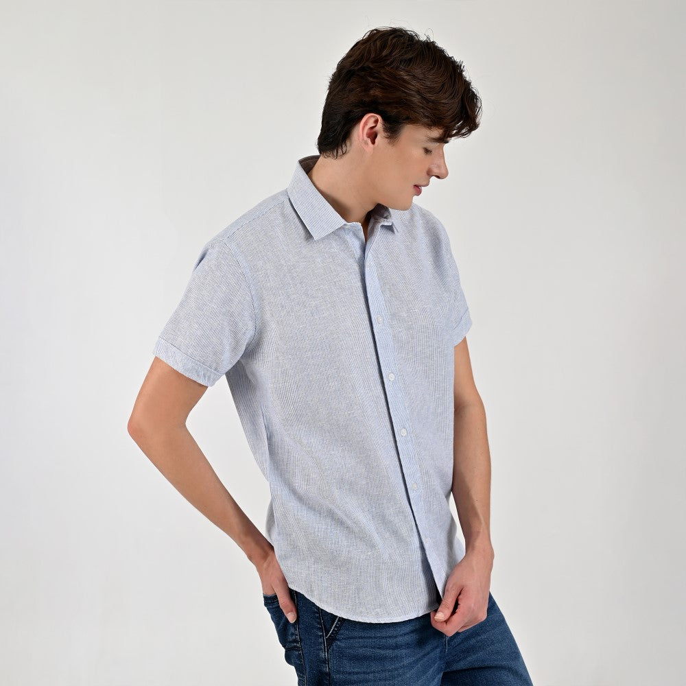 Camisa Supply Para Caballero Manga Corta Slim Fit 7968 Azul