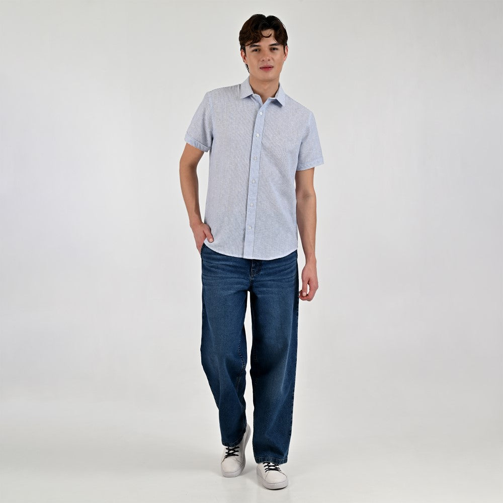 Camisa Supply Para Caballero Manga Corta Slim Fit 7968 Azul