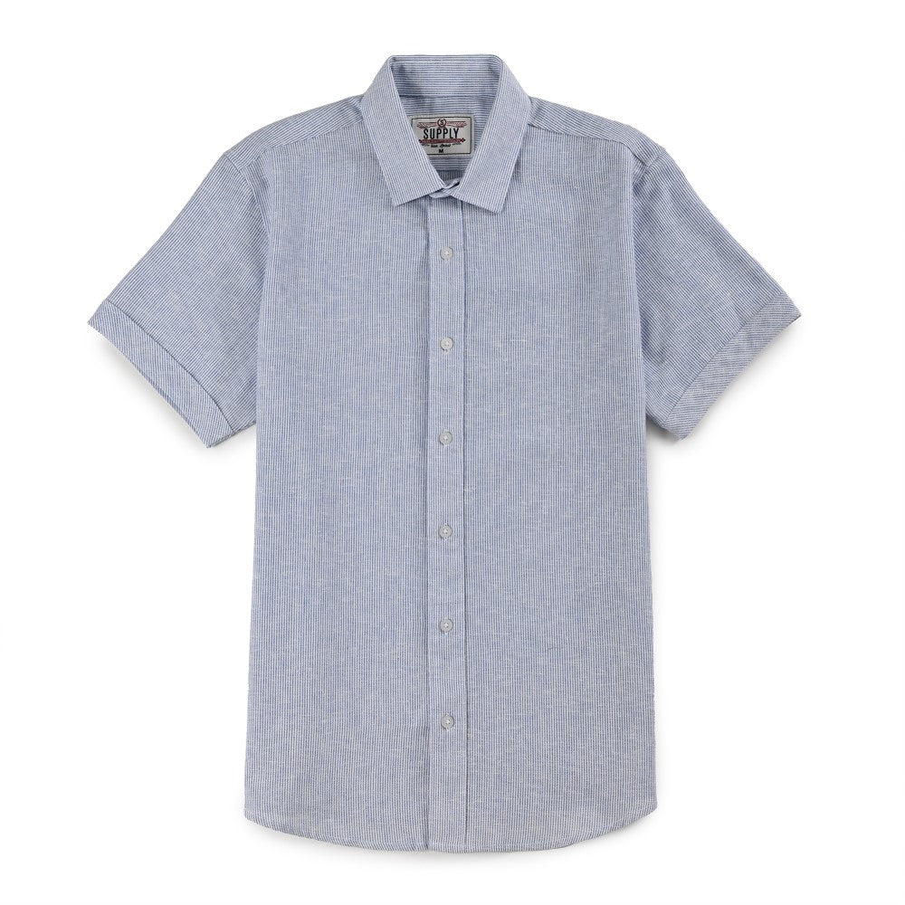 Camisa Supply Para Caballero Manga Corta Slim Fit 7968 Azul