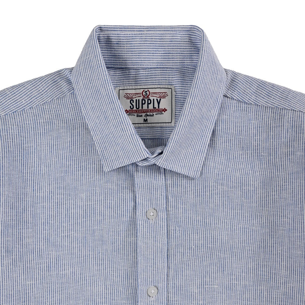 Camisa Supply Para Caballero Manga Corta Slim Fit 7968 Azul