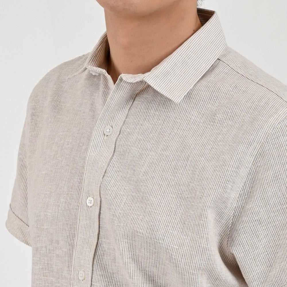Camisa Supply Para Caballero Manga Corta Slim Fit 7968 Beige
