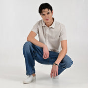 Camisa Supply Para Caballero Manga Corta Slim Fit 7968 Beige