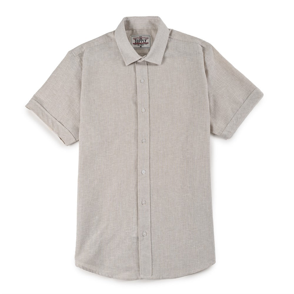 Camisa Supply Para Caballero Manga Corta Slim Fit 7968 Beige