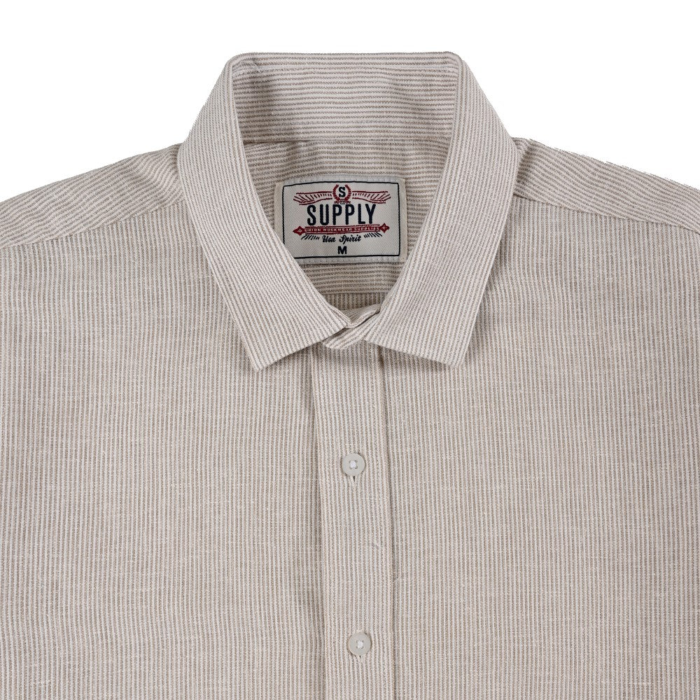 Camisa Supply Para Caballero Manga Corta Slim Fit 7968 Beige
