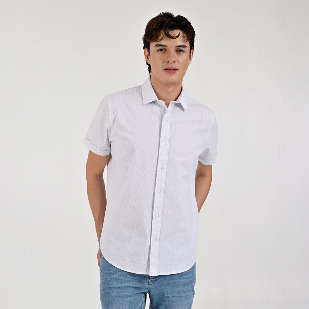 Camisa Supply Para Caballero Manga Corta Slim Fit 7970 Blanco
