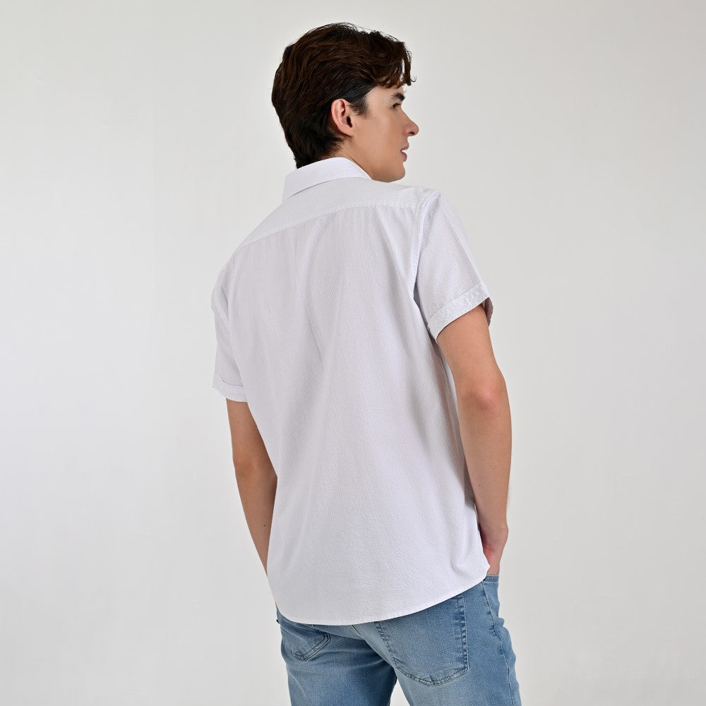 Camisa Supply Para Caballero Manga Corta Slim Fit 7970 Blanco