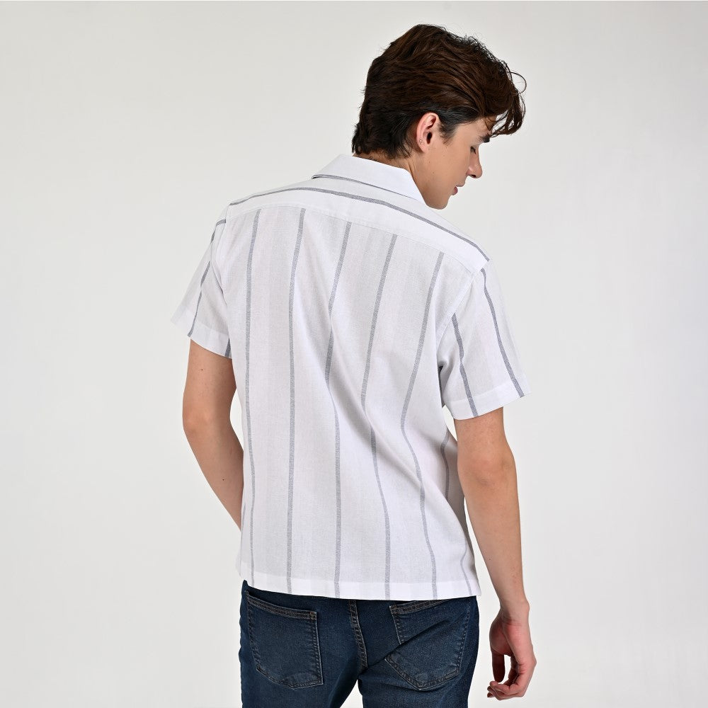 Camisa Supply Para Caballero Manga Corta Slim Fit 7969 Blanco