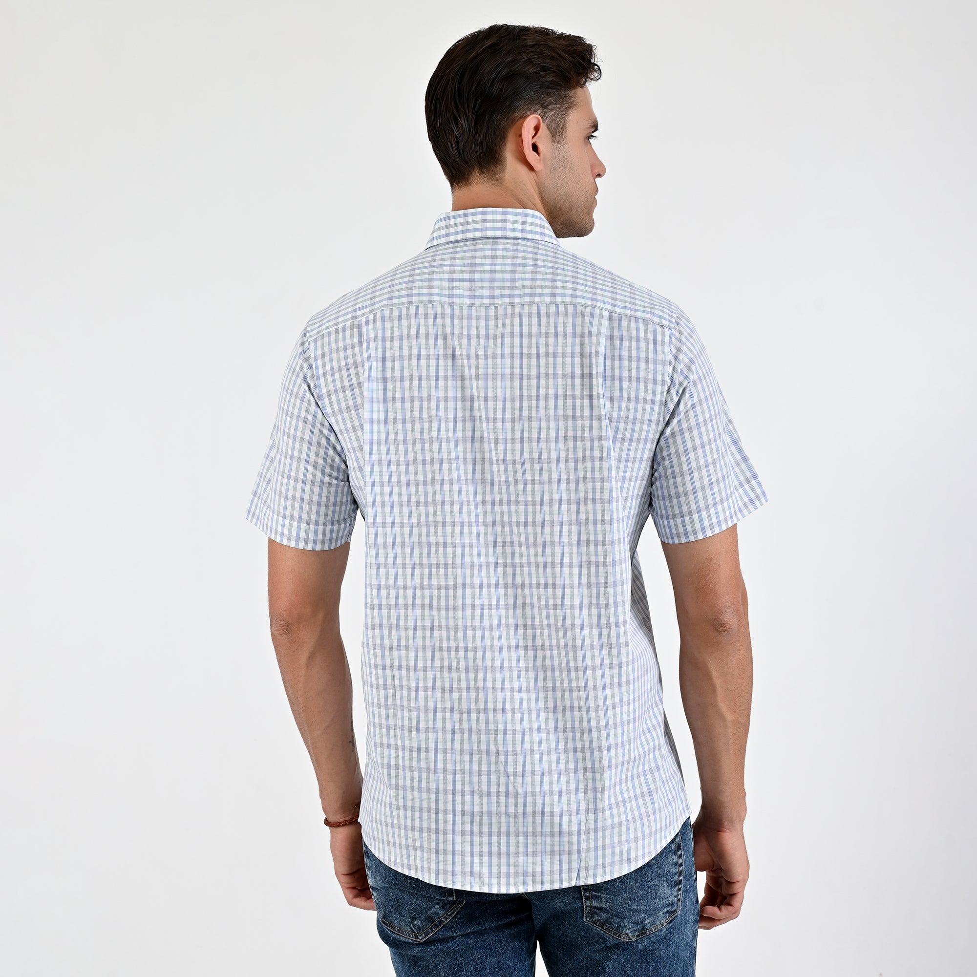 Camisa Yale Para Caballero Manga Corta Regular Fit 5206 Azul Medio