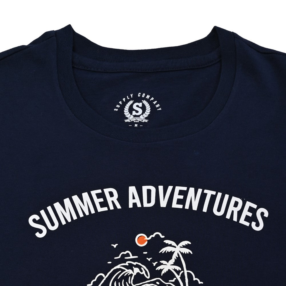 Playera Supply Slim Fit Cuello redondo AD68 Azul marino
