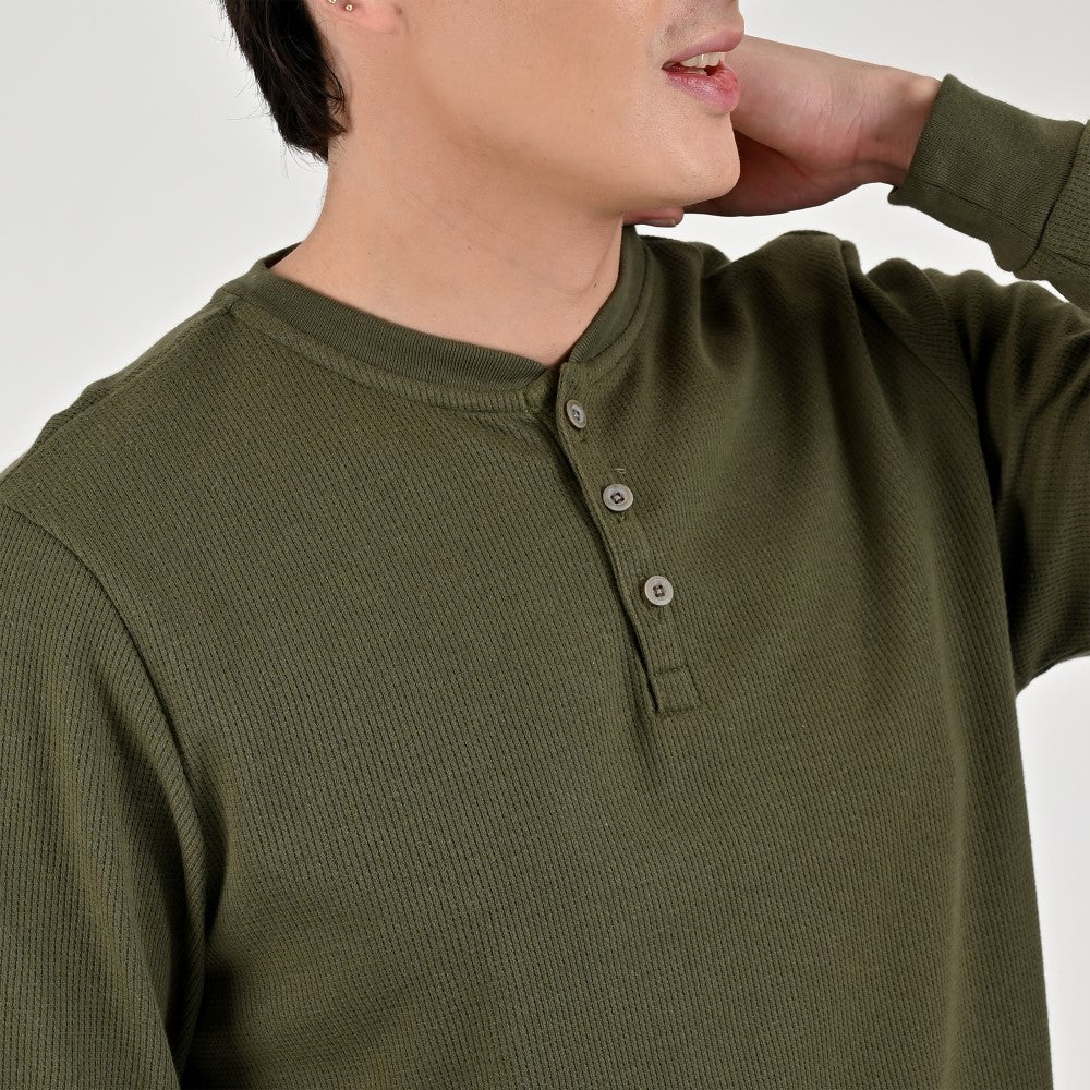 Playera Supply Para Caballero Manga larga Regular Fit B909 Verde Olivo