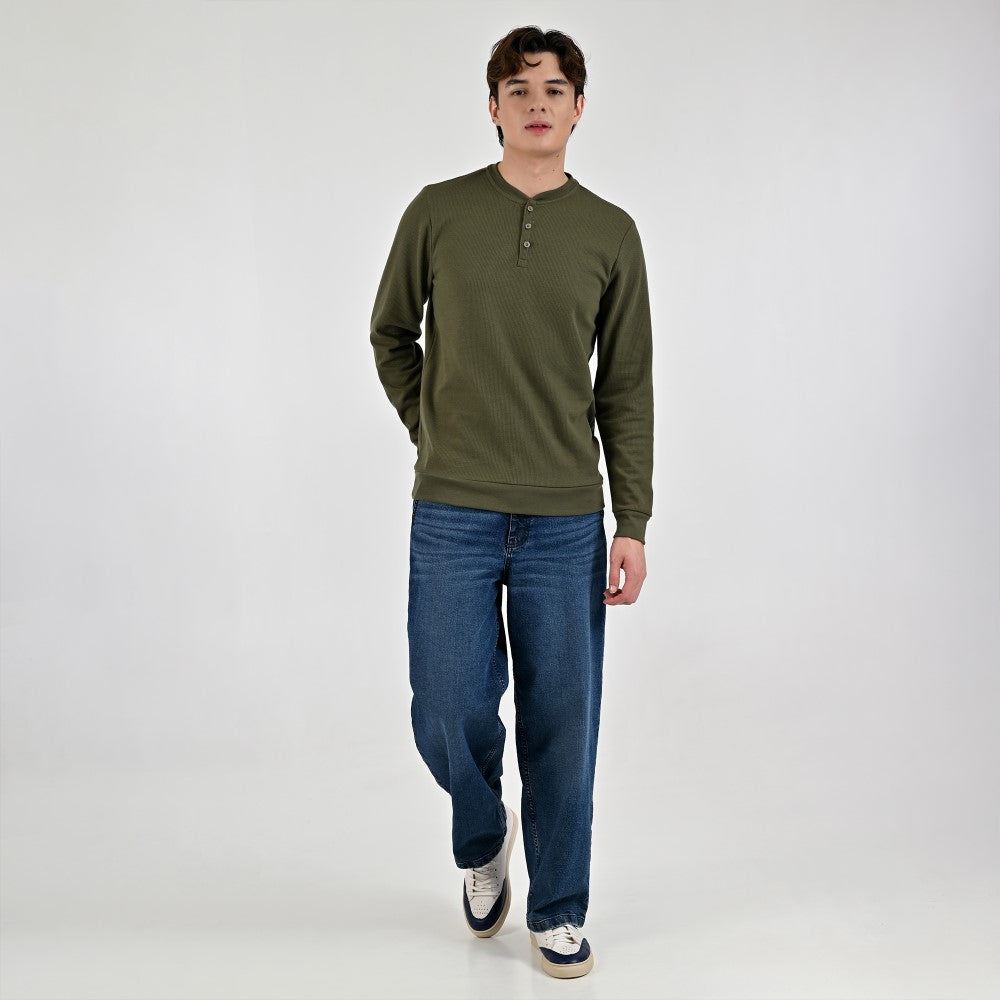 Playera Supply Para Caballero Manga larga Regular Fit B909 Verde Olivo