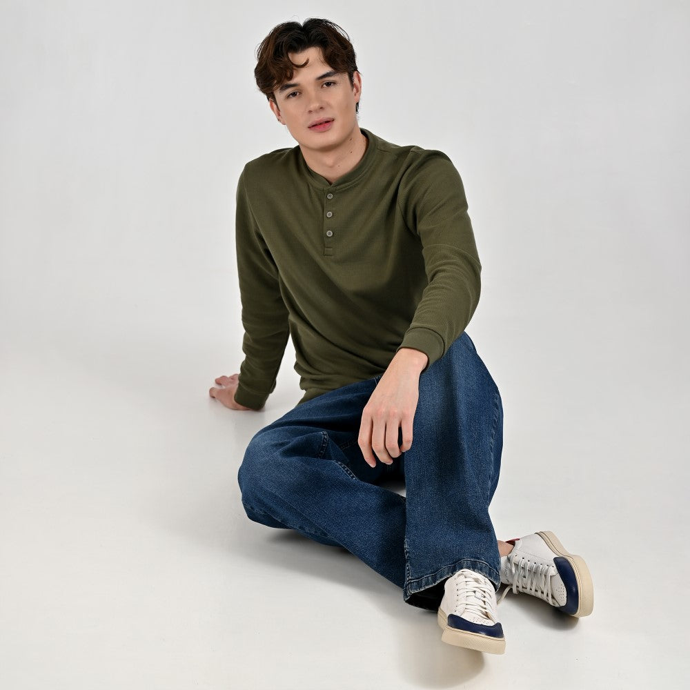 Playera Supply Para Caballero Manga larga Regular Fit B909 Verde Olivo