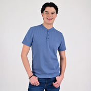 Playera Supply Slim Fit Cuello henley 6909 Azul Plumbago