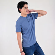 Playera Supply Slim Fit Cuello henley 6909 Azul Plumbago