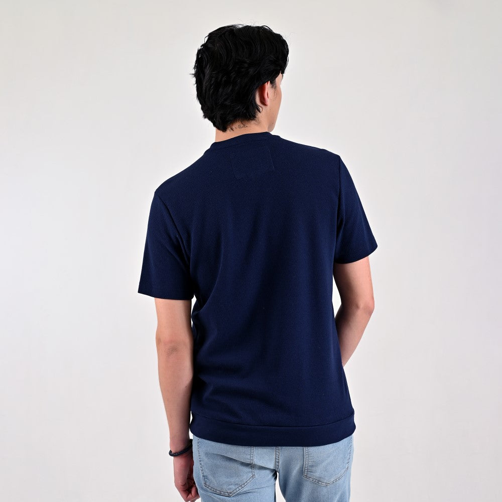 Playera Supply Slim Fit Cuello Henley 6909 Azul marino