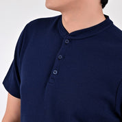 Playera Supply Slim Fit Cuello Henley 6909 Azul marino