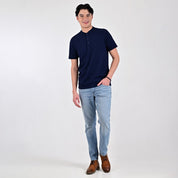 Playera Supply Slim Fit Cuello Henley 6909 Azul marino