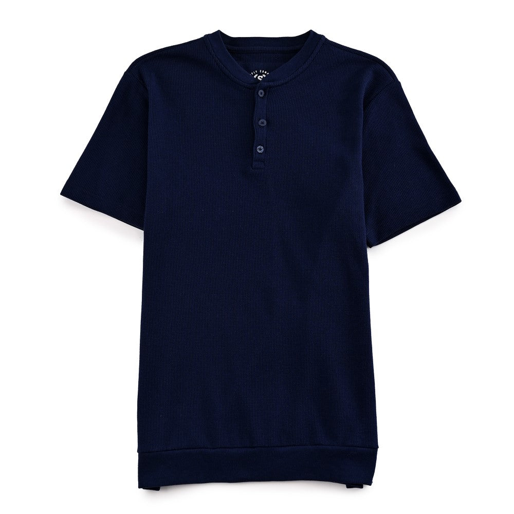 Playera Supply Slim Fit Cuello Henley 6909 Azul marino