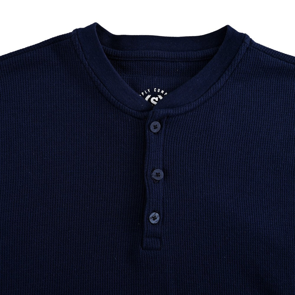 Playera Supply Slim Fit Cuello Henley 6909 Azul marino