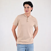 Playera Supply Slim Fit Cuello henley 6909 Beige