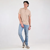 Playera Supply Slim Fit Cuello henley 6909 Beige