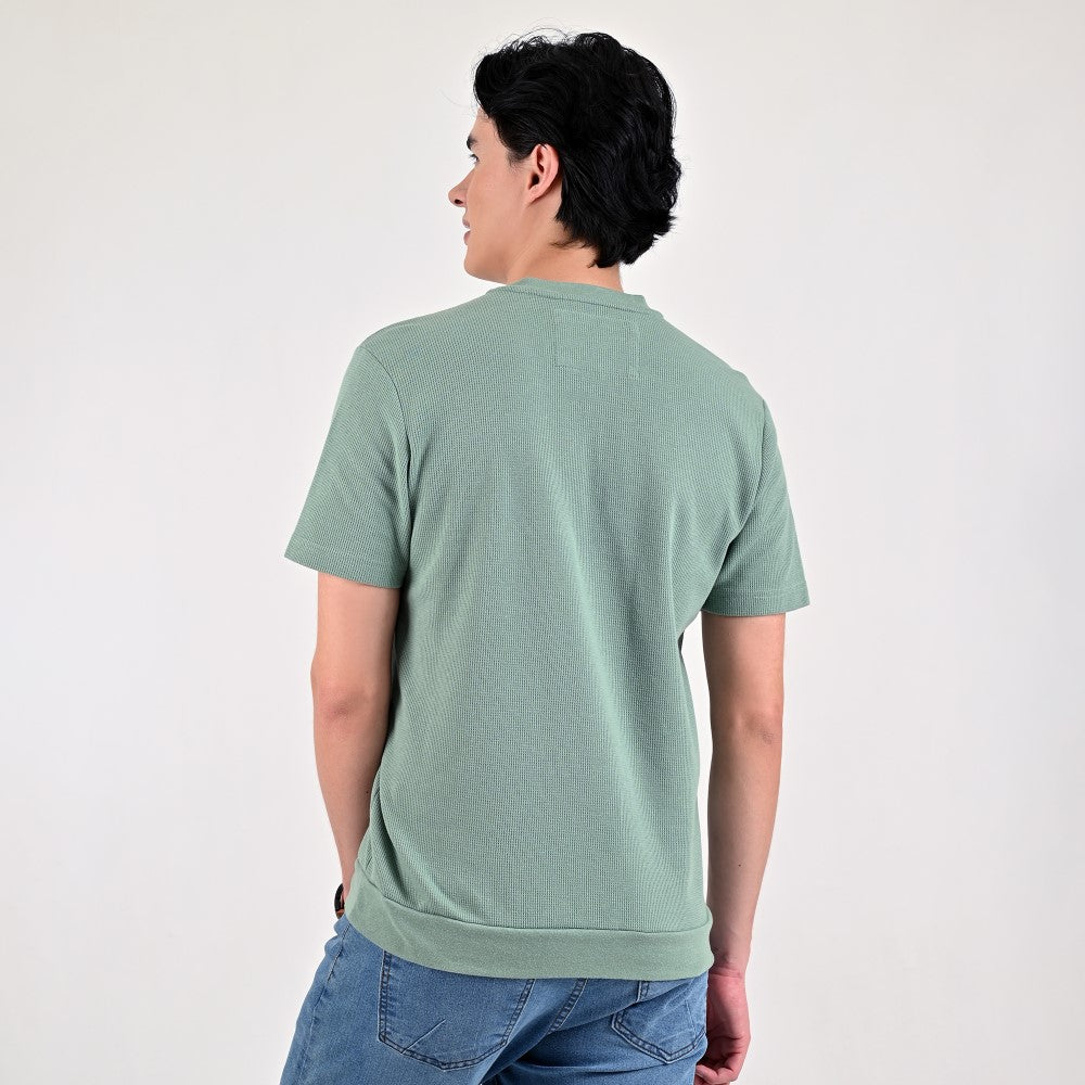 Playera Supply Slim Fit Cuello henley 6909 Verde Laurel