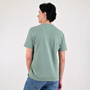 Playera Supply Slim Fit Cuello henley 6909 Verde Laurel