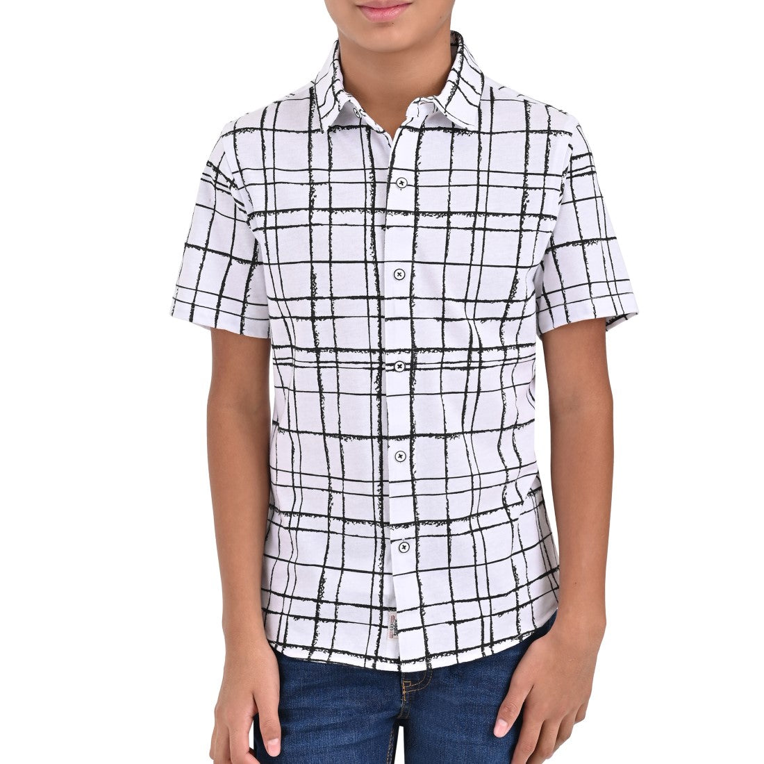 Camisa Supply Company Manga Corta Slim Fit Juvenil Cuadros