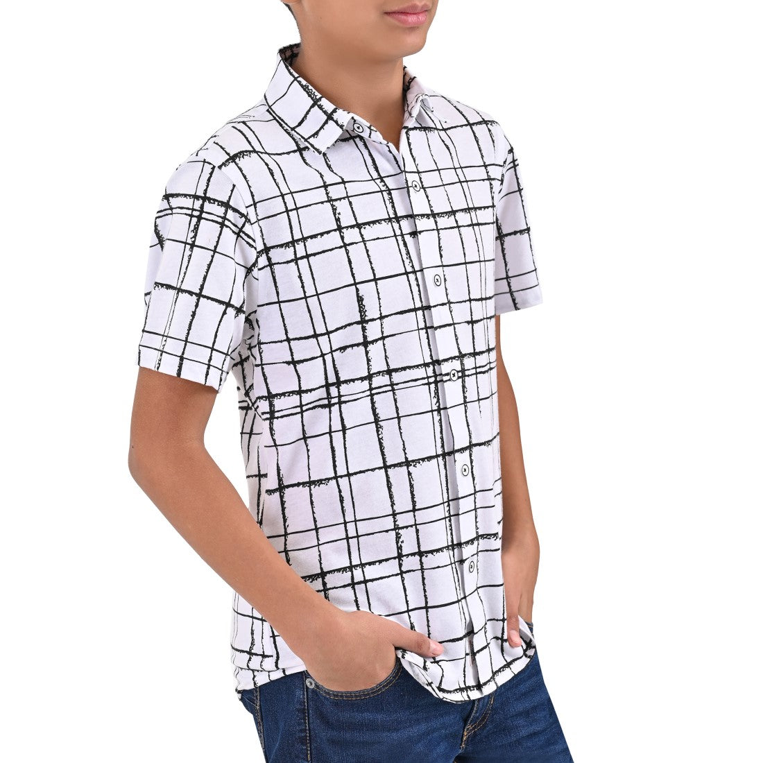Camisa Supply Company Manga Corta Slim Fit Juvenil Cuadros