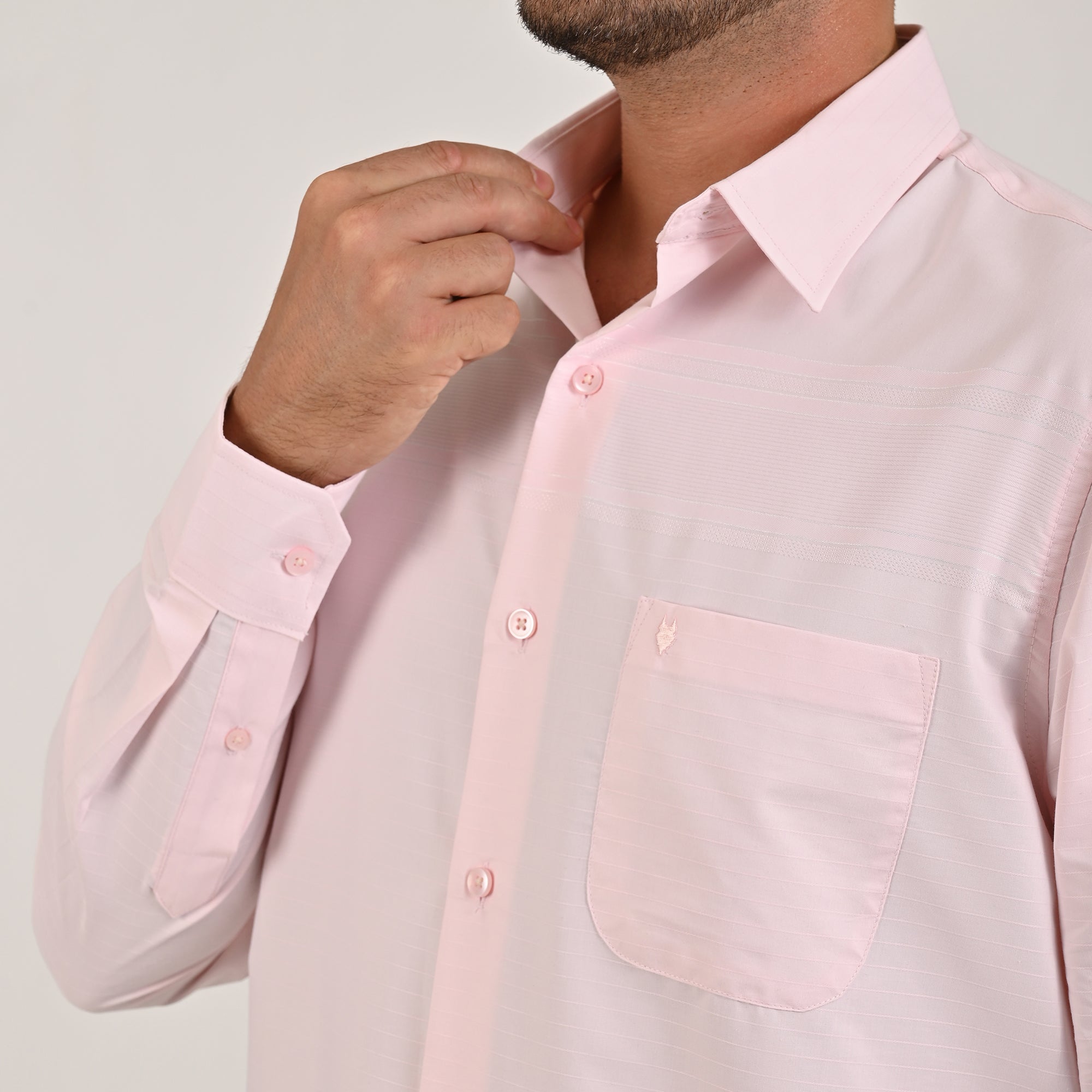 Camisa Yale Para Caballero Cenefa Manga Larga Classic Fit 4719 Rosa