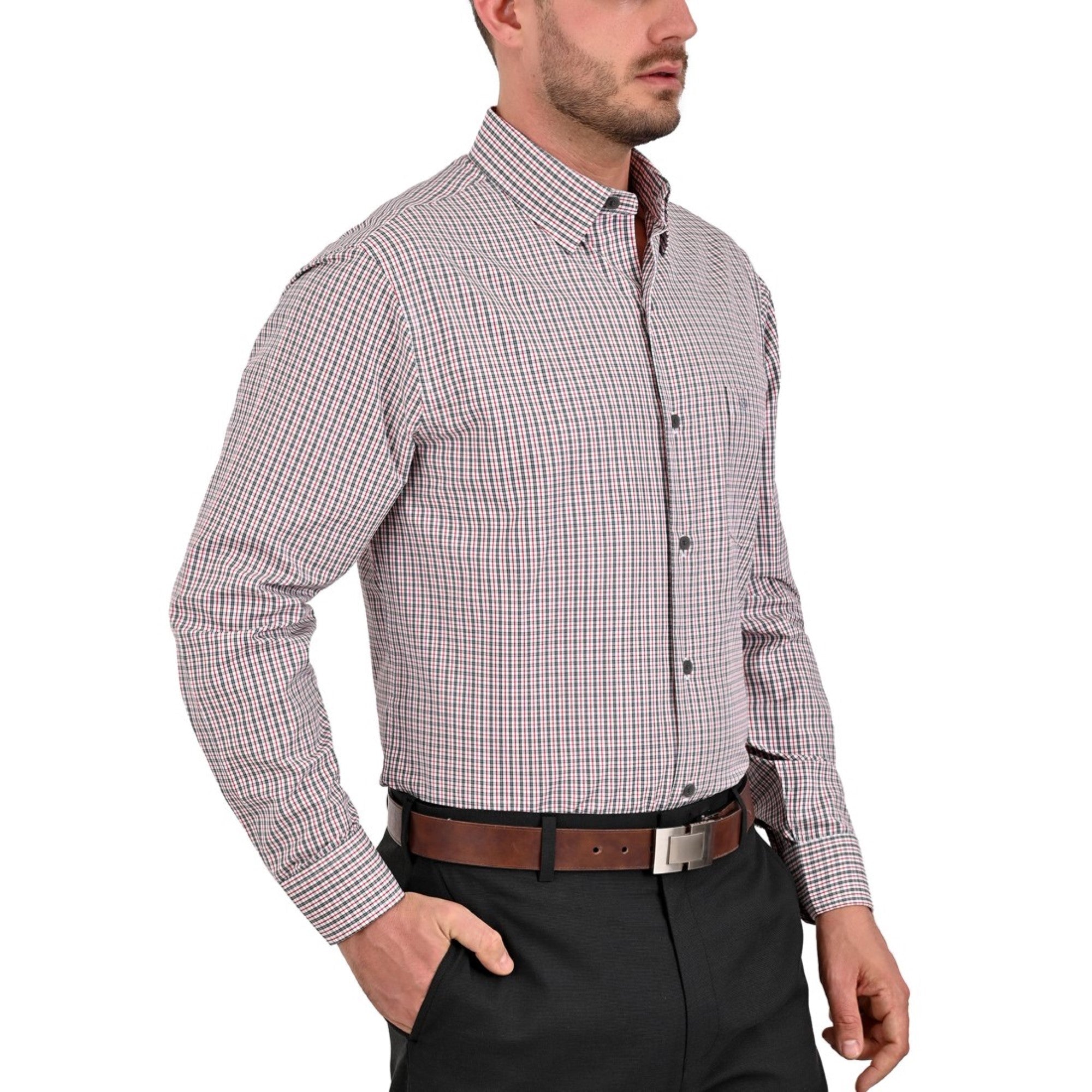 Camisa Sansabelt Regular Fit Boton Oculto 3792 Rojo