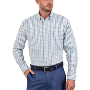 Camisa Sansabelt Regular Fit Manga Larga Boton Oculto 3806 Verde