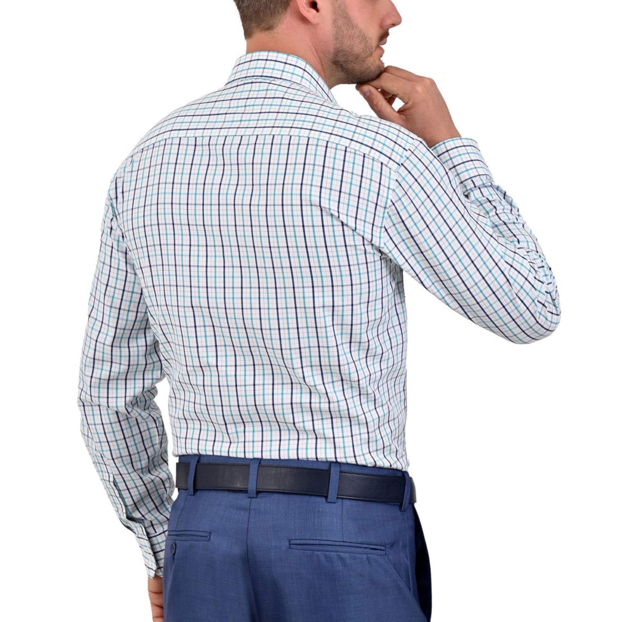 Camisa Sansabelt Regular Fit Manga Larga Boton Oculto 3806 Verde