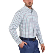 Camisa Sansabelt Regular Fit Manga Larga Boton Oculto 3806 Verde