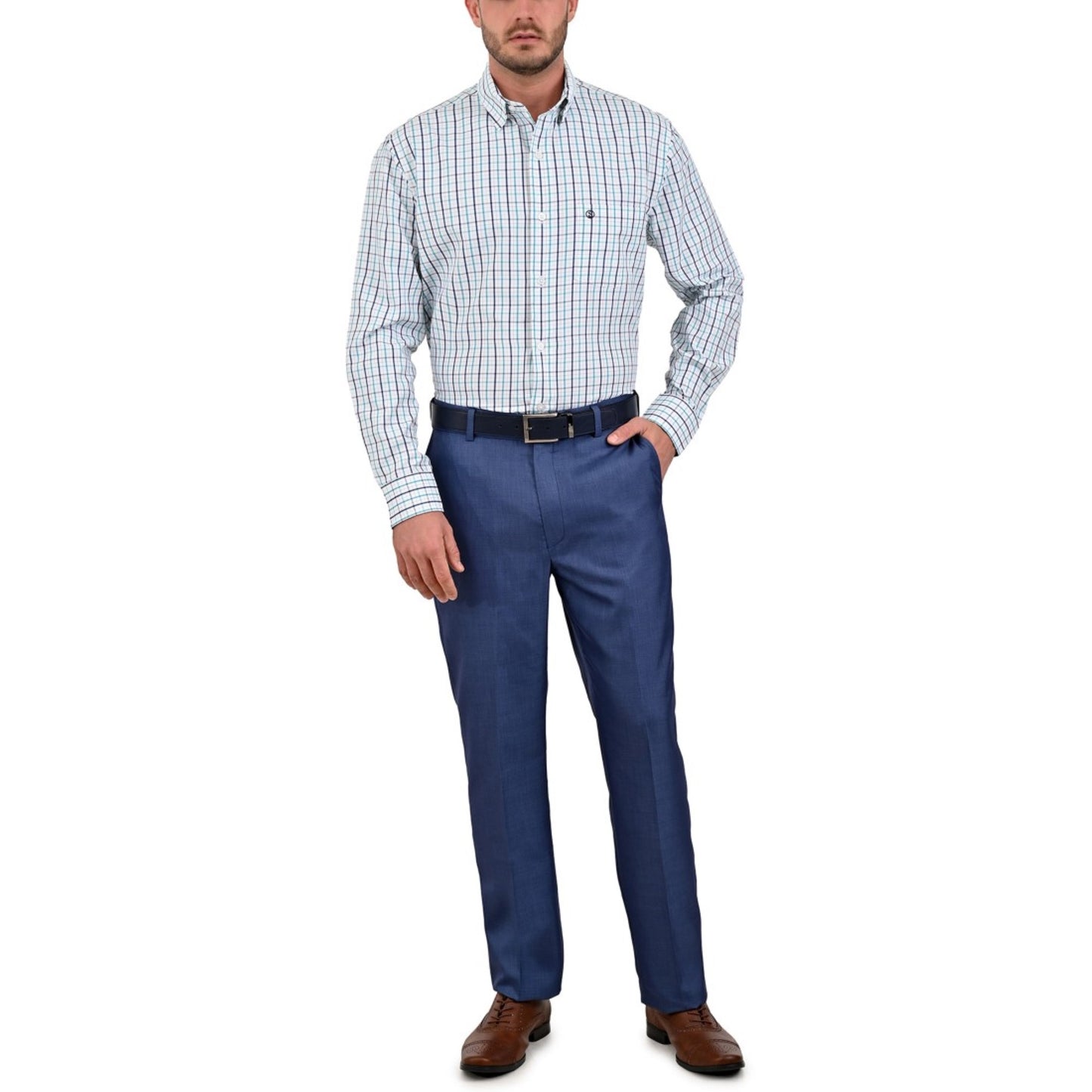 Camisa Sansabelt Regular Fit Manga Larga Boton Oculto 3806