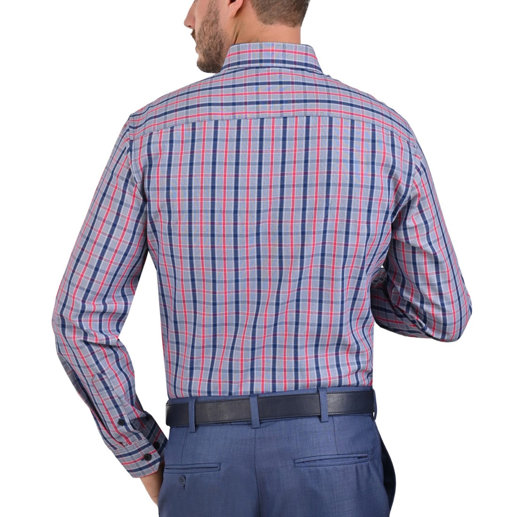 Camisa Sansabelt Regular Fit Manga Larga Boton Oculto 3812 Marino