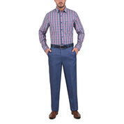 Camisa Sansabelt Regular Fit Manga Larga Boton Oculto 3812 Marino