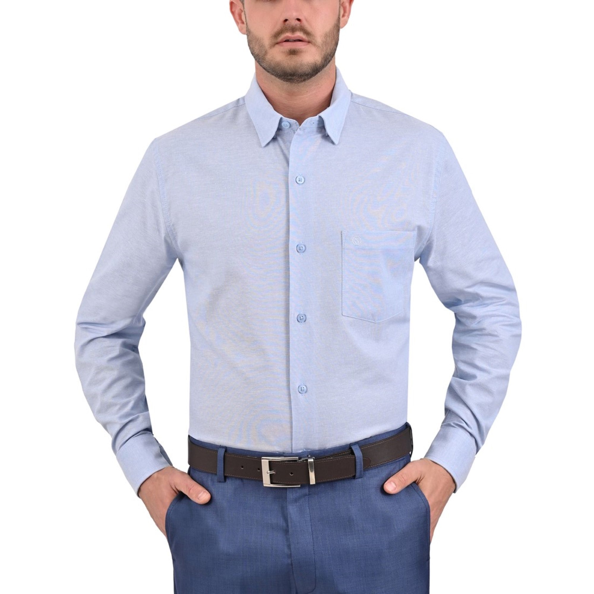 Camisa Sansabelt Regular Fit Manga Larga Botón Oculto 4341