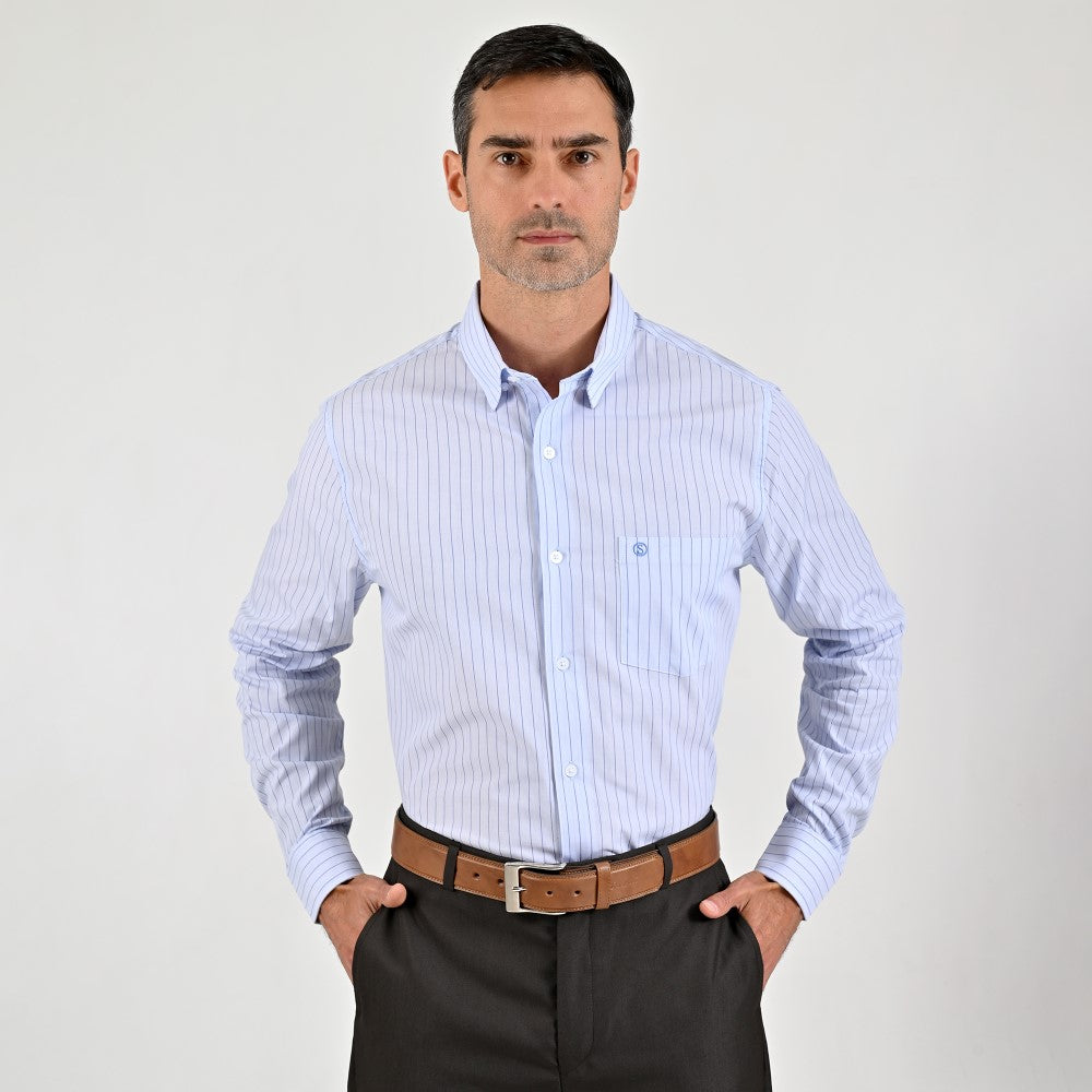 Camisa de vestir Sansabelt Regular Fit Manga larga 7562 Azul