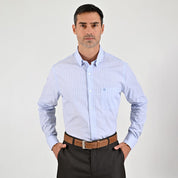Camisa de vestir Sansabelt Regular Fit Manga larga 7562 Azul