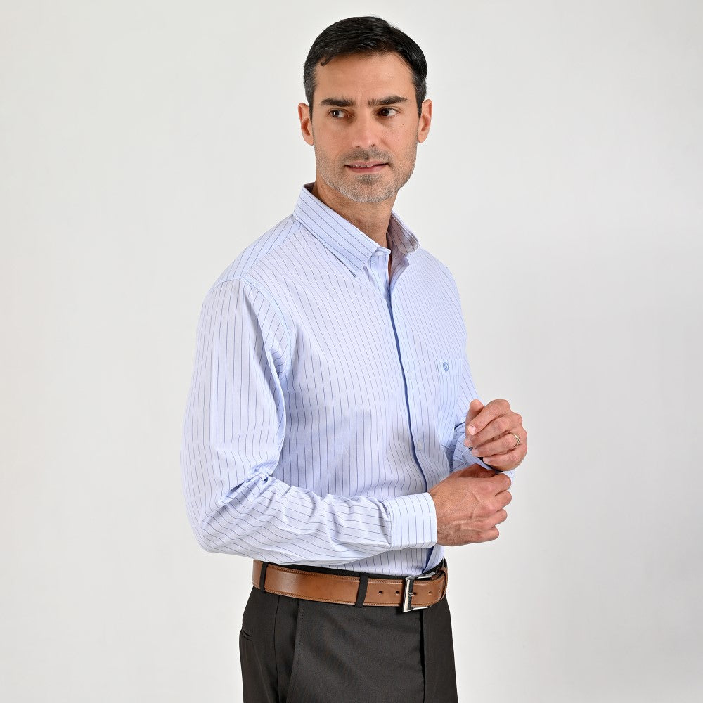 Camisa de vestir Sansabelt Regular Fit Manga larga 7562 Azul