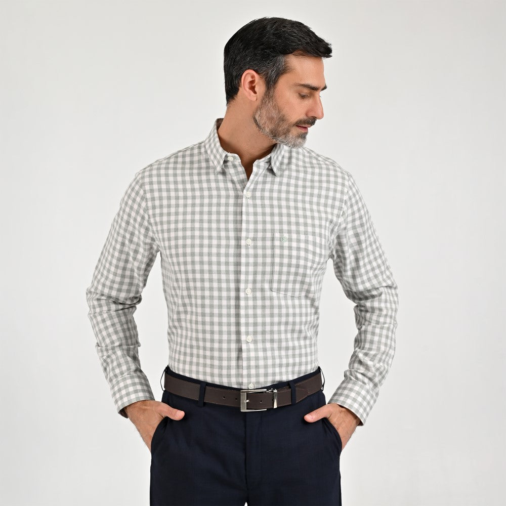 Camisa Sansabelt Para Caballero Manga Larga Regular Fit 8059 Pistache