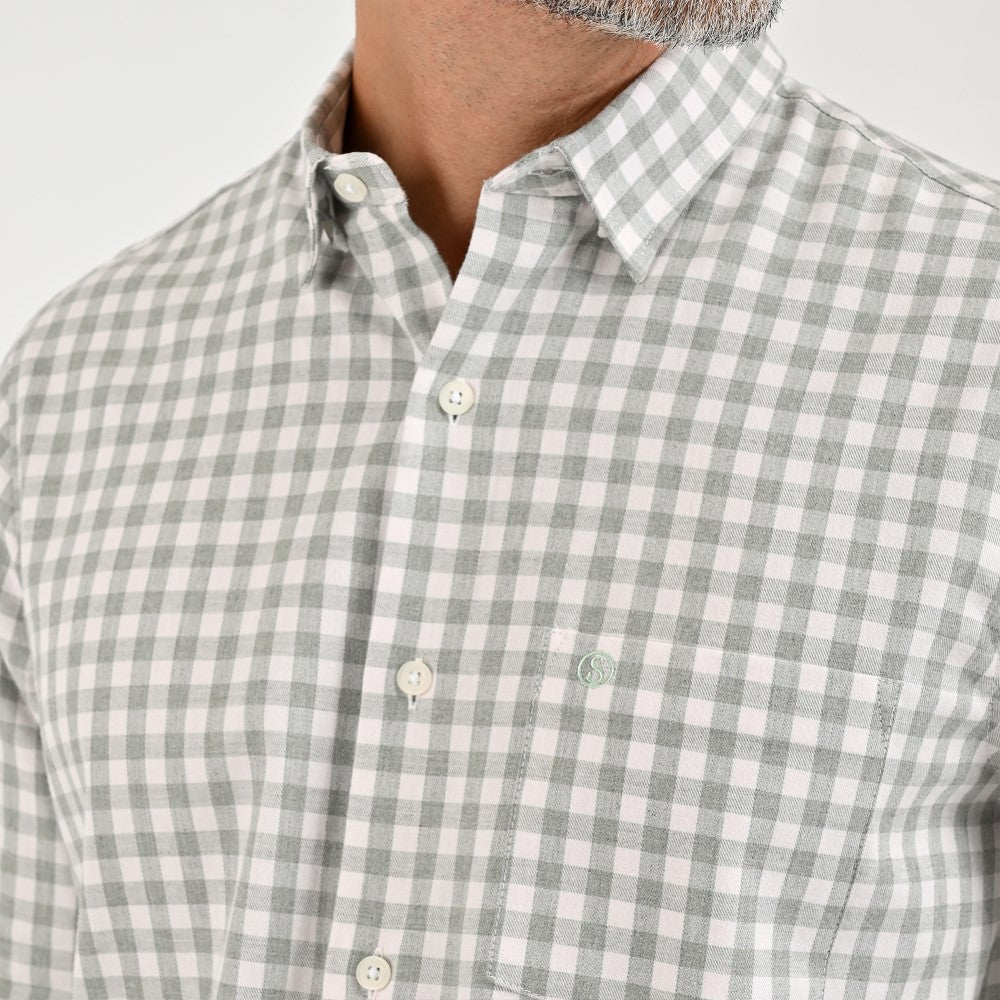 Camisa Sansabelt Para Caballero Manga Larga Regular Fit 8059 Pistache