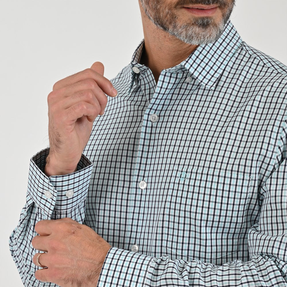 Camisa Sansabelt Para Caballero Manga Larga Regular Fit 8060 Beige Claro