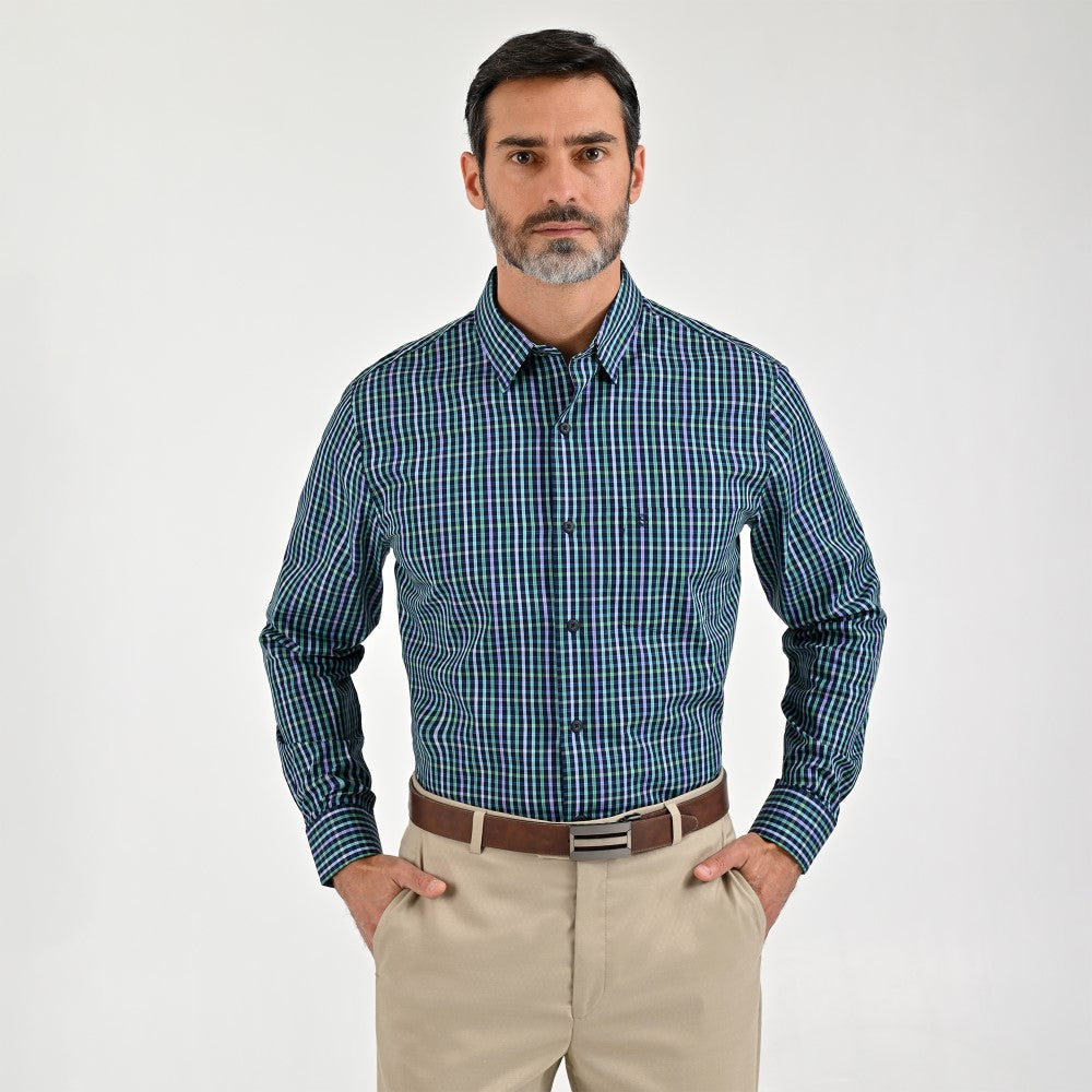 Camisa Sansabelt Para Caballero Manga Larga Regular Fit 8062 Azul Marino