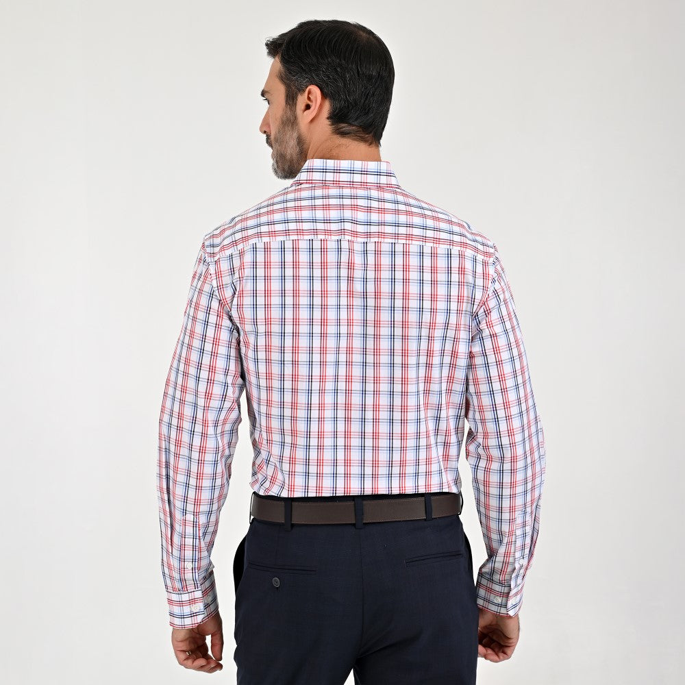 Camisa Sansabelt Para Caballero Manga Larga Regular Fit 8064 Rojo