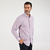 Camisa Sansabelt Para Caballero Manga Larga Regular Fit 8064 Rojo
