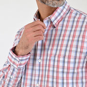 Camisa Sansabelt Para Caballero Manga Larga Regular Fit 8064 Rojo